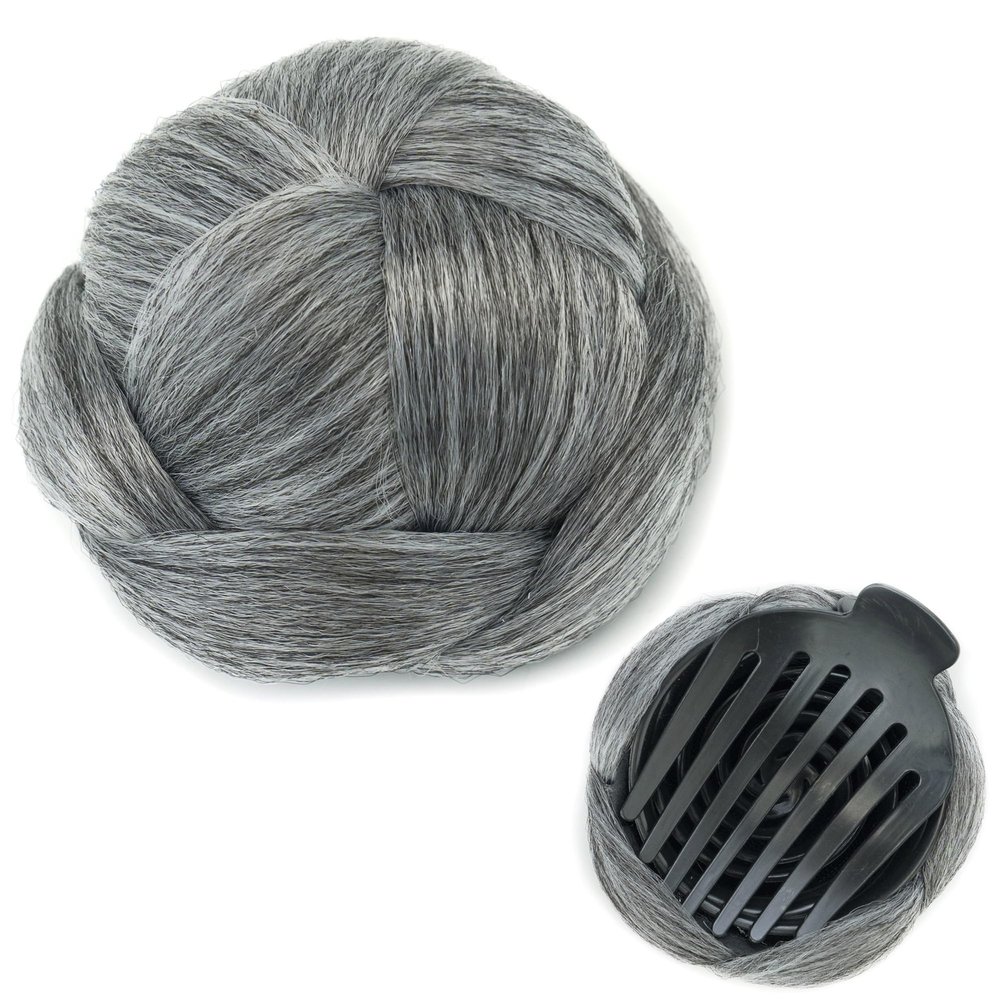 IMISSU Braided Bun Maker Scrunchie Hairpiece for Updos, Secure Hold, Claw Hair Donut, Gray