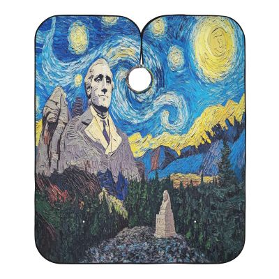 Starry Night Great Great Statue Hairdresser Coloring Cape, Large Barber Cape Gown for Men, Starry Night Great Great Statue 2, One Size