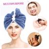 Pack of Fiber Hair-Drying Towels, Blue and Purple view 2