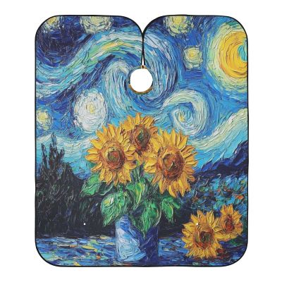 Starry Night Sunflower Waterproof Haircut Cape, 165 x 140 cm, XL, Blue, 3, One Size