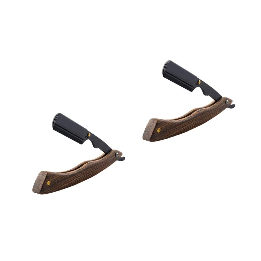 DEARMAMY 2-Piece Wooden Folding Razor and Trimmer Holder