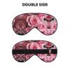 Pink Eye Mask with Fresh Rose Pattern, Silk-Like Sleep Mask for Men and Women view 2