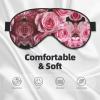 Pink Eye Mask with Fresh Rose Pattern, Silk-Like Sleep Mask for Men and Women view 3