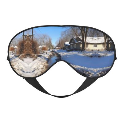 Eye Mask with Snow Street Print, Silk-Like Sleep Mask for Men and Women