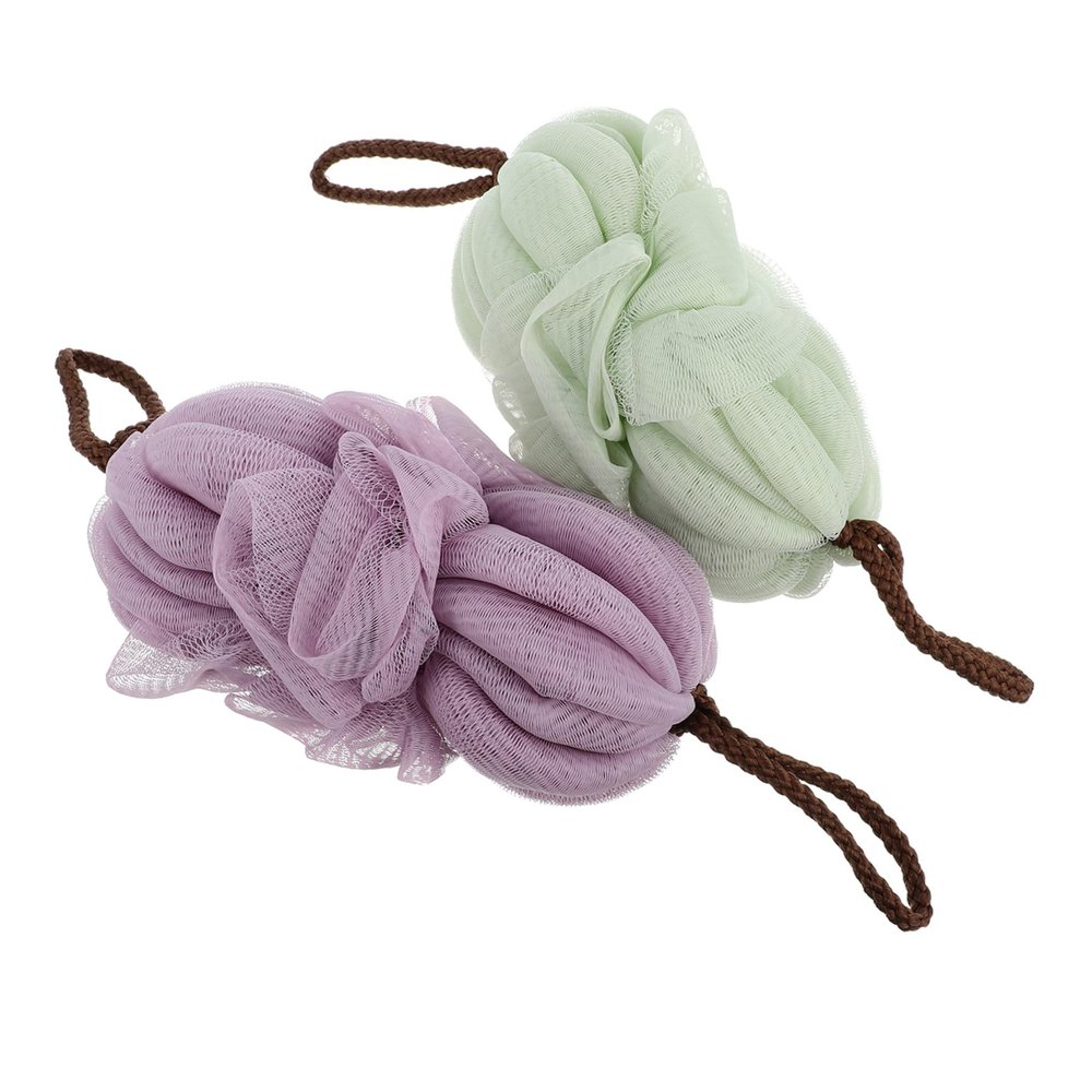 WRITWAA 2-Pack Stretchable Mesh Bath Sponges with Handle for Shoulders and Feet, Rich Lather, Random Color