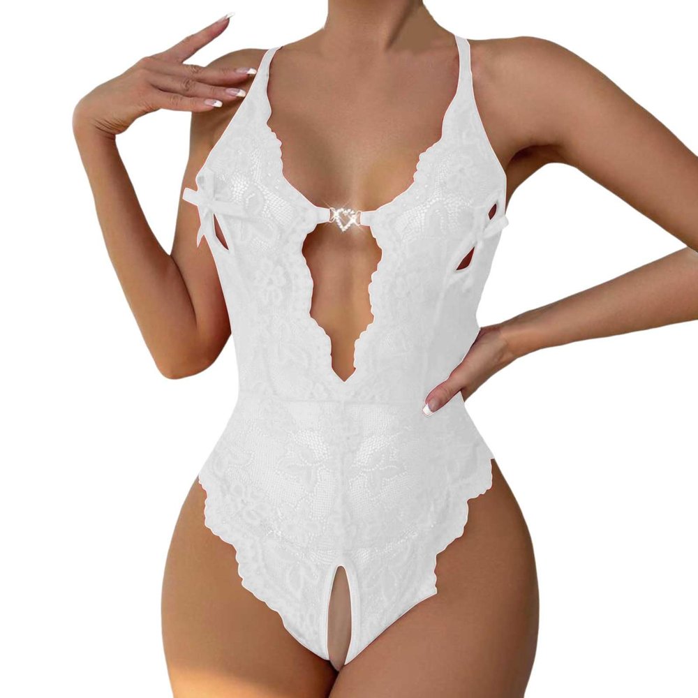 Women's Sexy Red Lace Babydoll Bodysuit