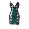 Curvy Women's Floral Embroidered BDSM Lingerie Set with Underwire Bra and Thong view 1