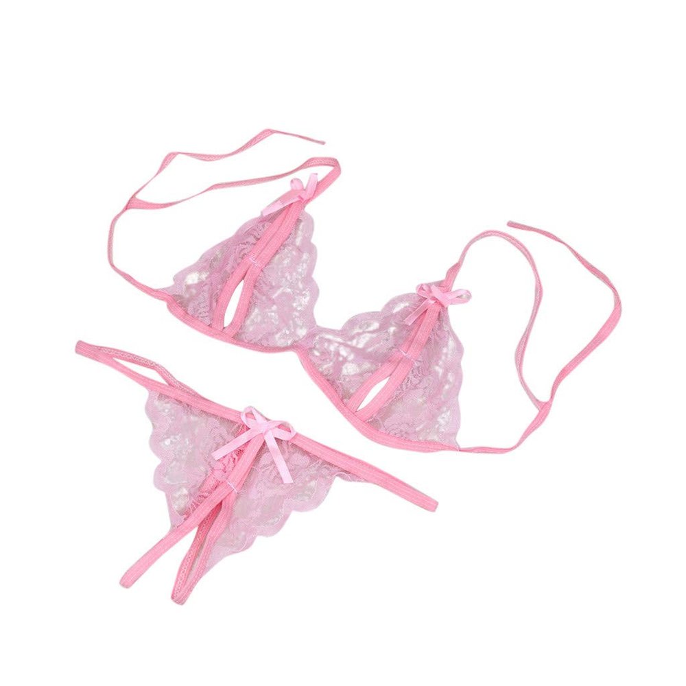 Women's Lace Babydoll Lingerie Set with Garters, Stockings and G-String