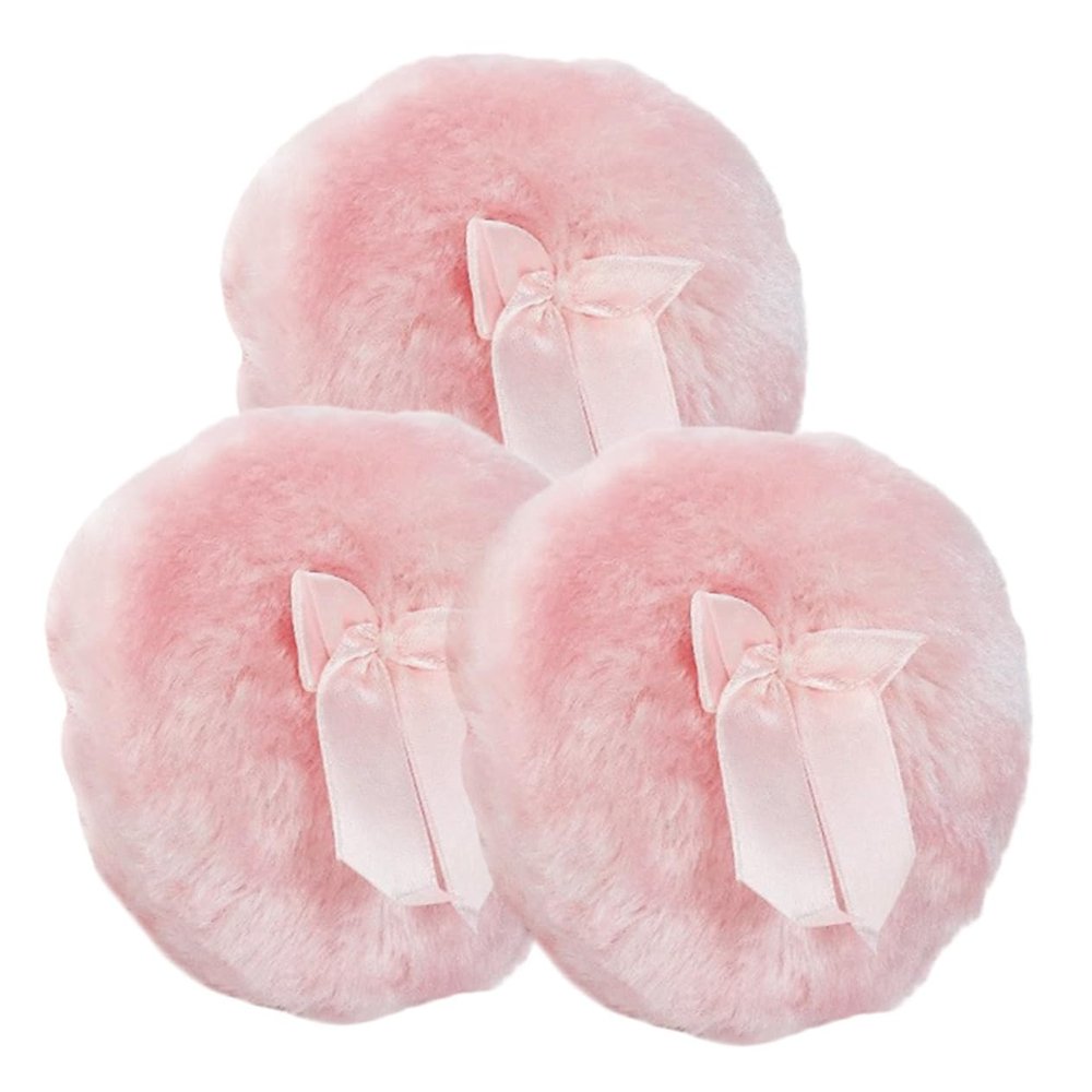 JOINPAYA Round Bow Plush Powder Puffs, 3-Pack