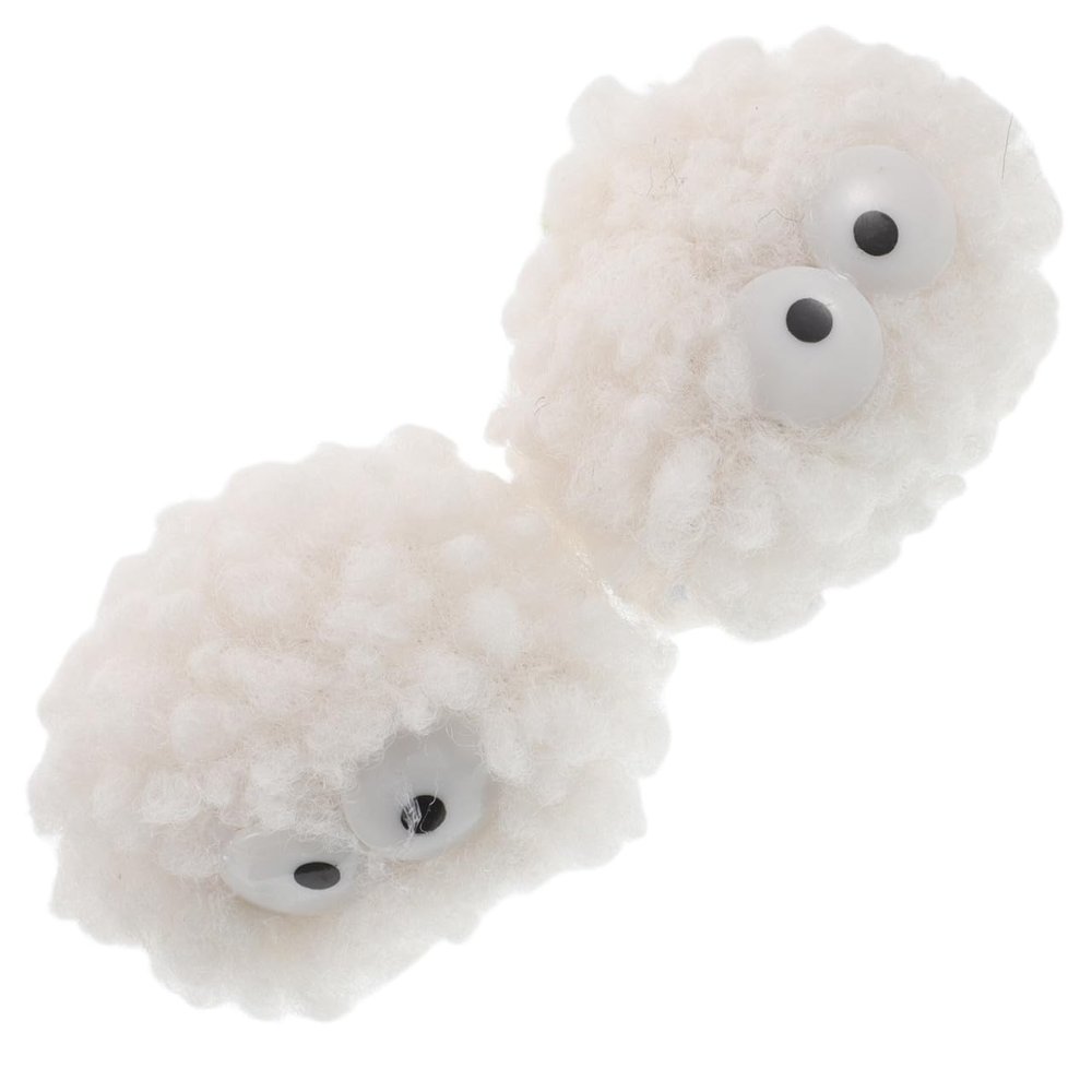 ifundom Plush Pom-Pom Balls for Indoor Cats, White, with Bell
