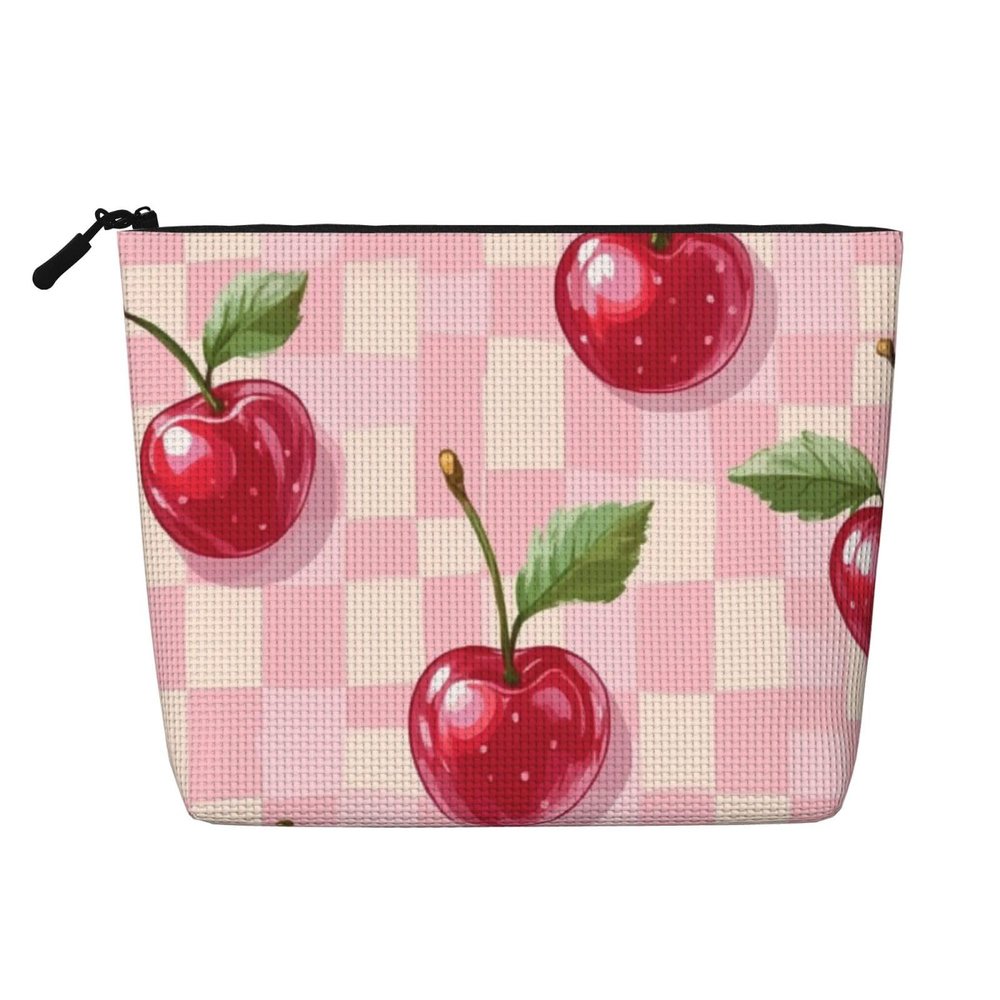 Cute Makeup Bag for Wallet, Cosmetics, Travel, and Leisure, with Zipper, Cherries 9, One Size