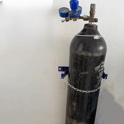 Oxygen Cylinder Wall-Mount Holder with Screws, Metal Stand with Safety Chain (5 pcs, L-35 cm/13 3/4 in)