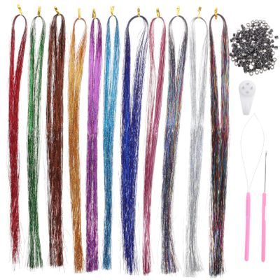 Hair Tinsel with Tools, 1 Set, Plastic, for Women and Girls