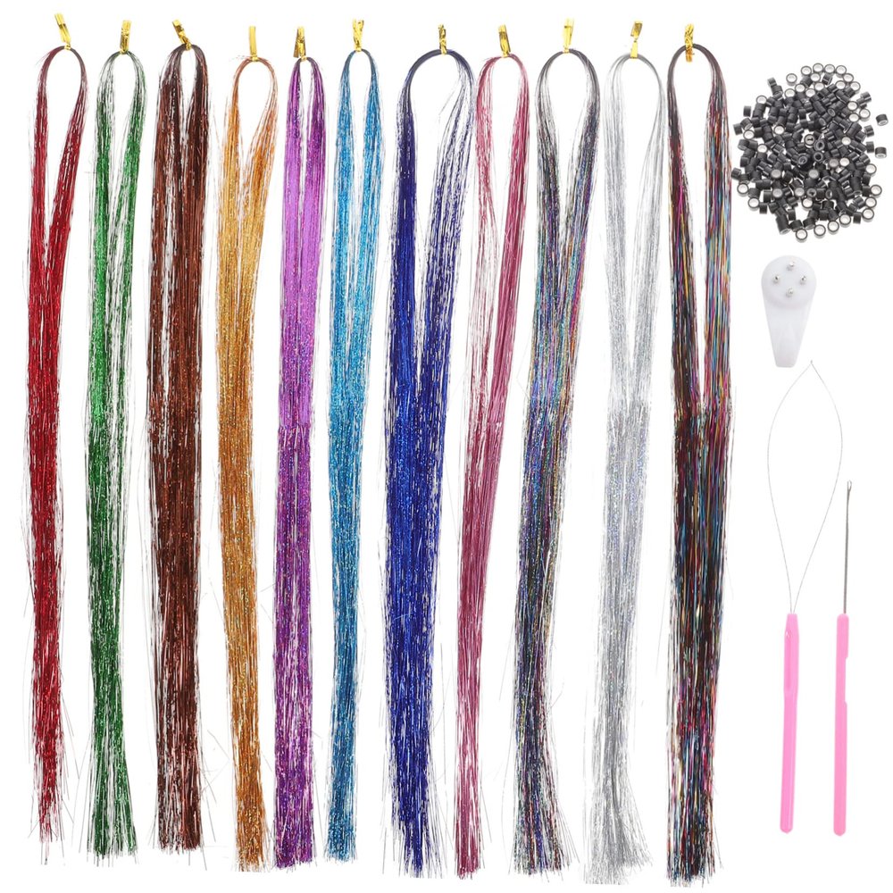 Hair Tinsel with Tools, 1 Set, Plastic, for Women and Girls