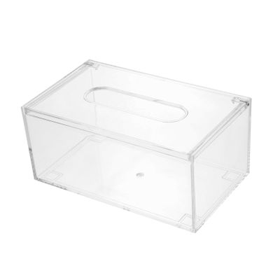 Transparent Acrylic Tissue Box, Flip-Top Style for Desk
