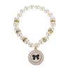 Toyvian Adjustable Pearl Dog Collar with Black Bow Design view 1