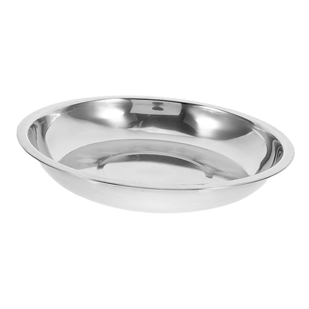 Toyvian 25.3 cm Flat Stainless Steel Pet Bowl with Non-Slip Base
