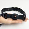 Black Open-Mouth Silicone Gag with Leather Straps, Soft, Elastic, Ventilated view 1