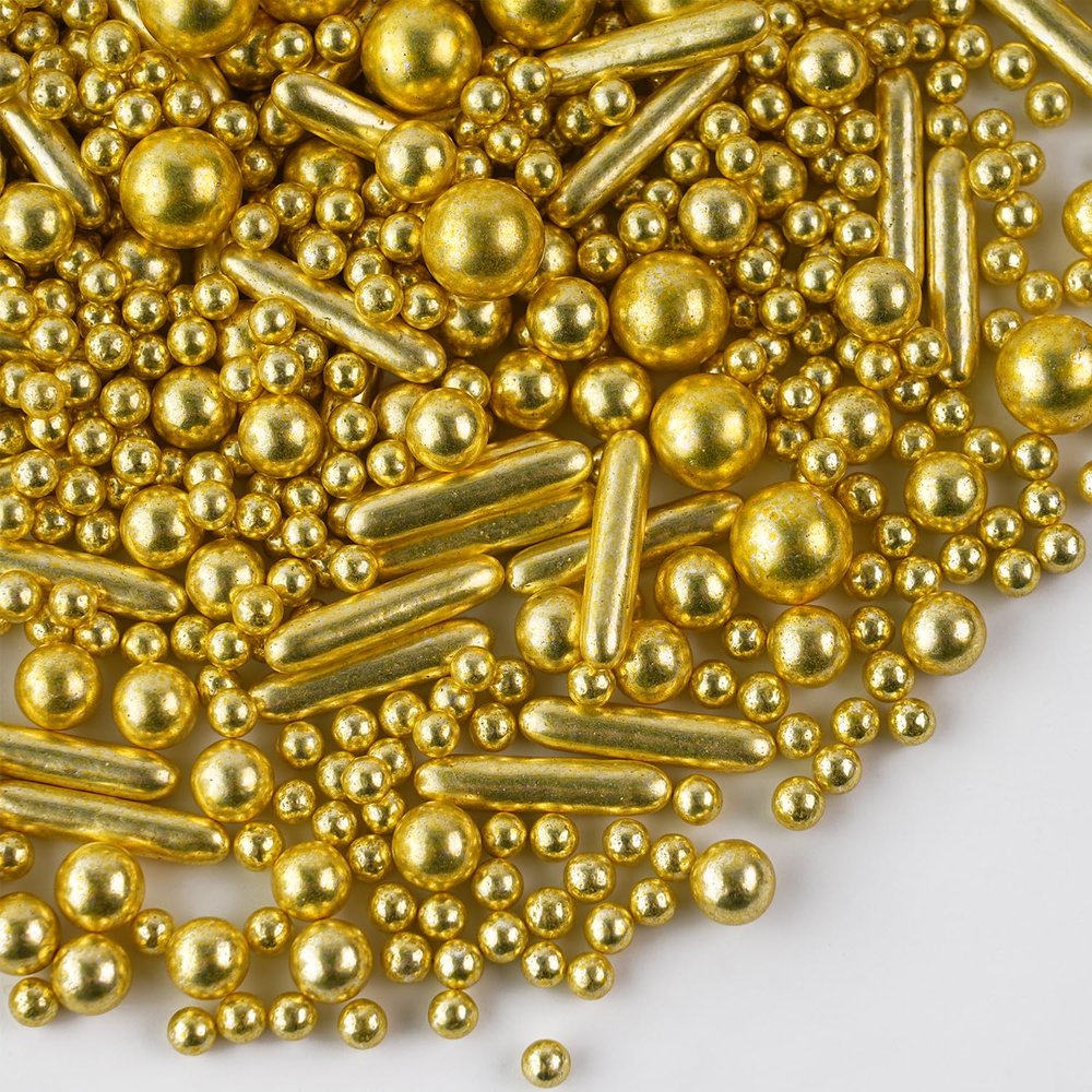 Gold Edible Pearls for Cake Decorating, 130 g