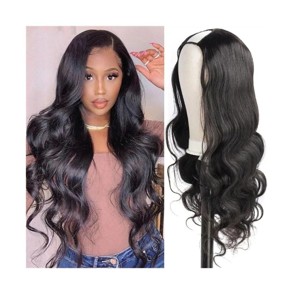 Bamboo Sea U-Part Wig for Women with Wavy Hairline, Brazilian Remy Human Hair, 24 Inches