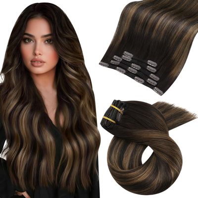 Moresoo Remy Human Hair Clip-In Extensions, 40 cm, 5 Pieces, 80 g, Straight