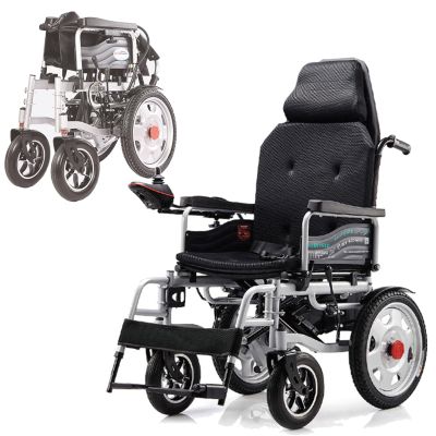 LESBJFDM Reclining Folding Electric Wheelchair for Adults, 500W Motors, 15 km Range, Adjustable Footrest