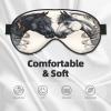 Polyester and Spandex Sleep Mask for Women and Men, Adjustable Silk-Like Eye Mask with Double-Sided Print, White/Black Horse, Breathable, Blackout view 3