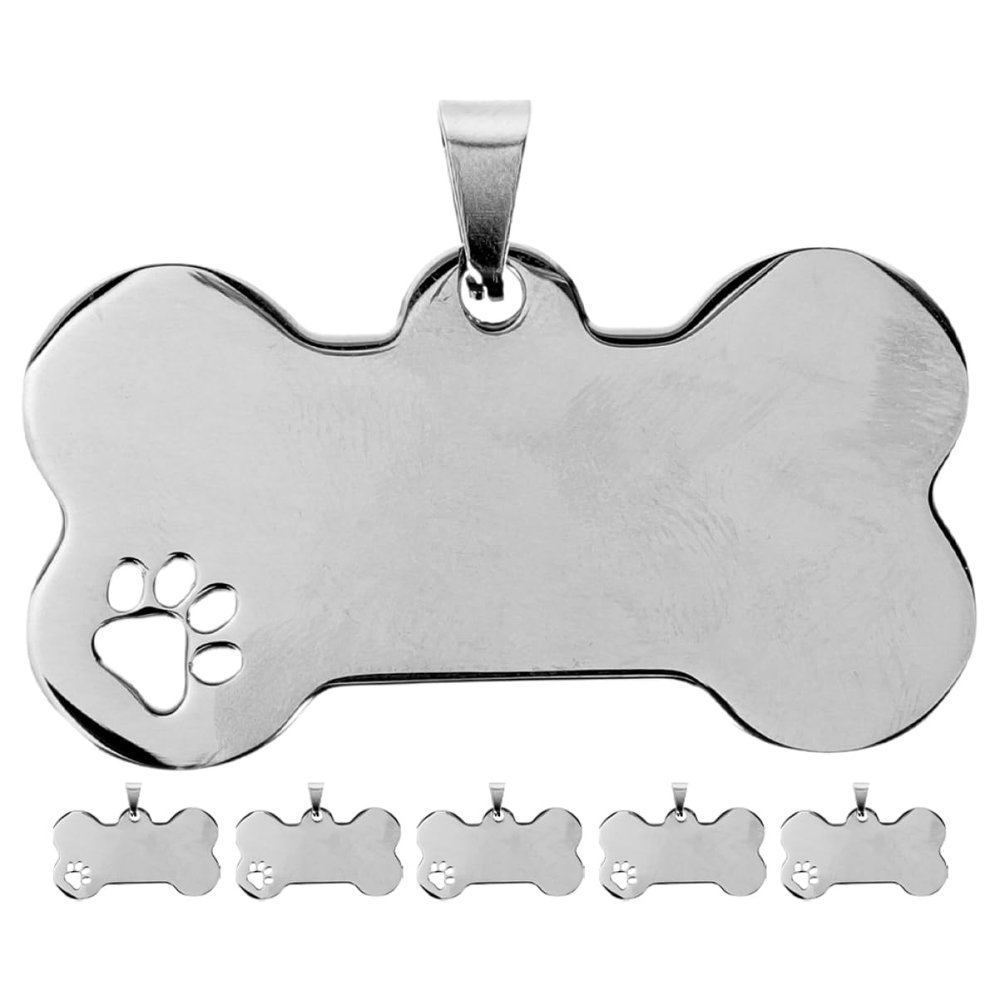 Toddmomy 6-Pack Dog Name Tags - Bone Shape Metal ID Tags