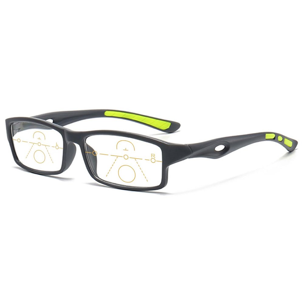 ABETOS Progressive Multifocal Reading Glasses, Sporty Lightweight Blue-Light Blocking, Gray, +2.5