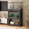 CTREVL Aquarium Stand with 2-Tier Shelves, Adjustable Shelf Height, 100 kg Max Load, Black, 90 x 40 cm view 1