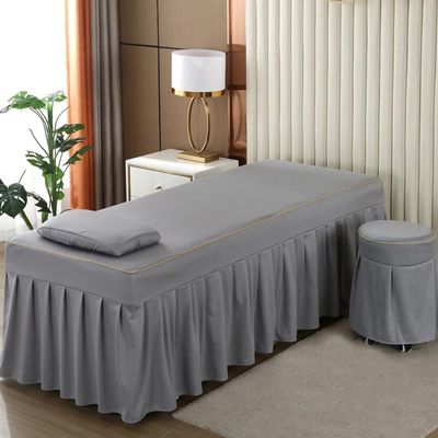 LDLCYCN Gray 70 x 185 cm (R) Spa Massage Table Skirt Cover with Face Hole