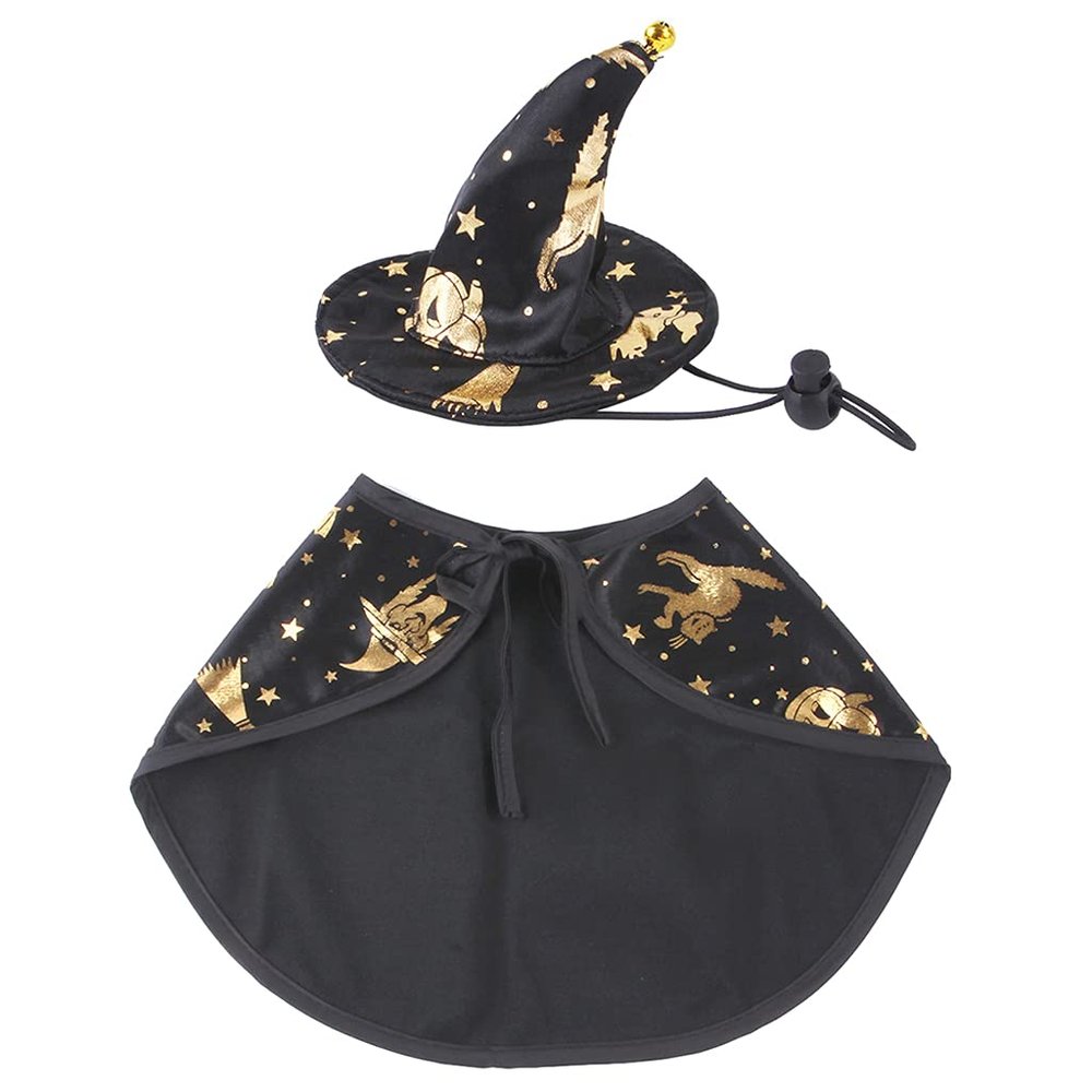 Pet Halloween Costume Cape and Wizard Hat