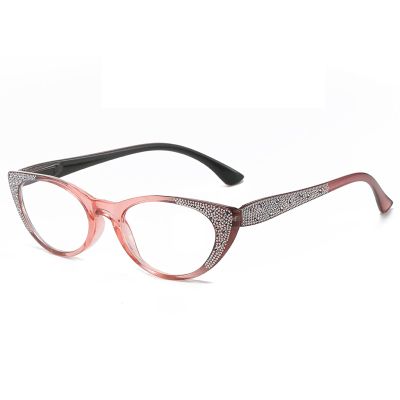 Generic Cat-Eye Reading Glasses with Blue-Light Blocking, Pink, +2.0