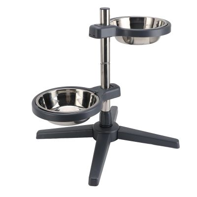 Adjustable Elevated Pet Bowl Stand with 2 Stainless Steel Bowls
