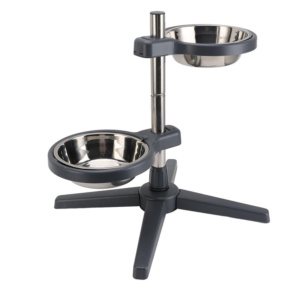 Adjustable Elevated Pet Bowl Stand with 2 Stainless Steel Bowls
