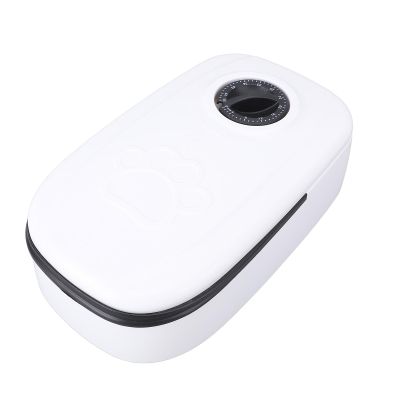 Automatic Pet Feeder, Portable Small Plastic Dispenser for Dry and Wet Food, with Separate Compartments, for Dogs and Cats