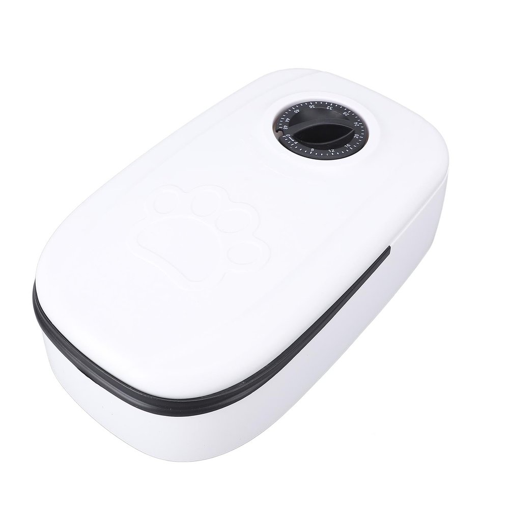 Automatic Pet Feeder, Portable Small Plastic Dispenser for Dry and Wet Food, with Separate Compartments, for Dogs and Cats