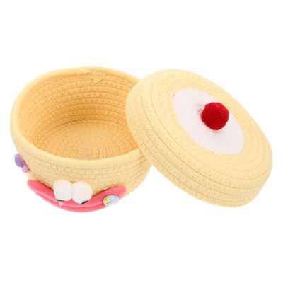 POPETPOP Cotton Rope Storage Basket with Lid
