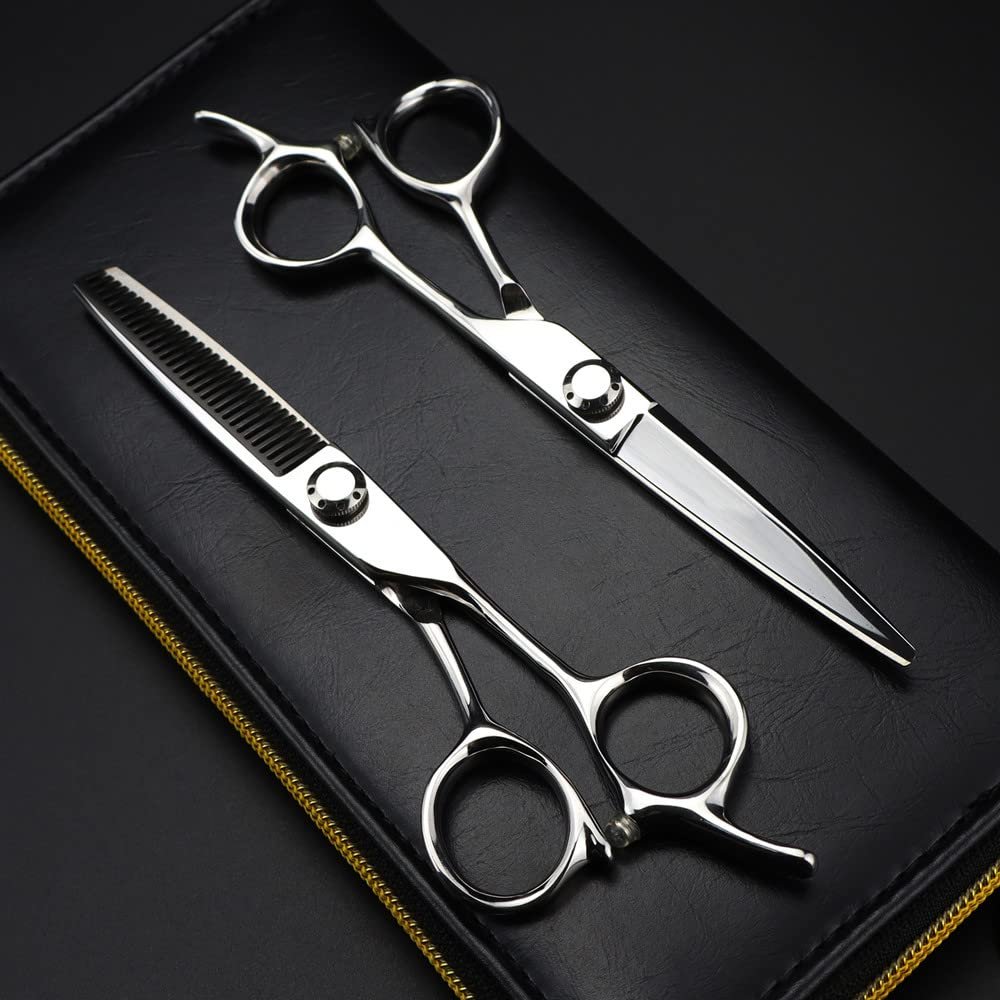 Professional 6-Inch Japan 440C Hair Cutting & Thinning Shears Set with Bag