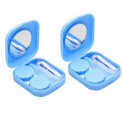 HAMPPLIES Contact Lens Cases, 2-Pack, ABS, Foldable, Portable, Blue