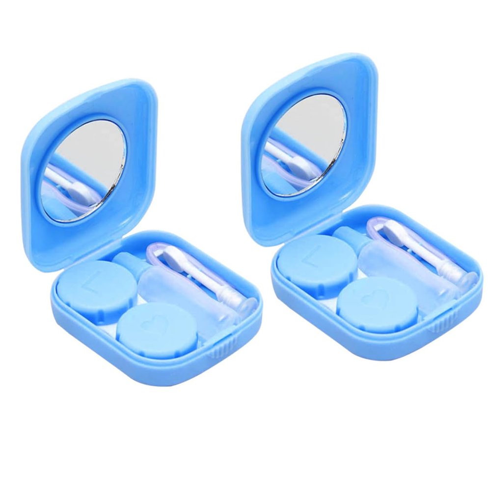 HAMPPLIES Contact Lens Cases, 2-Pack, ABS, Foldable, Portable, Blue