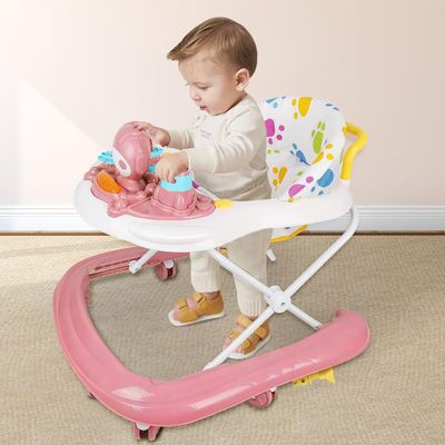 Baby Walker for Boys and Girls, Growing 3-in-1, Foldable, 5 Height Positions, Seat and Removable Tray, 12 kg Capacity, 62 x 68 x 36–81 cm