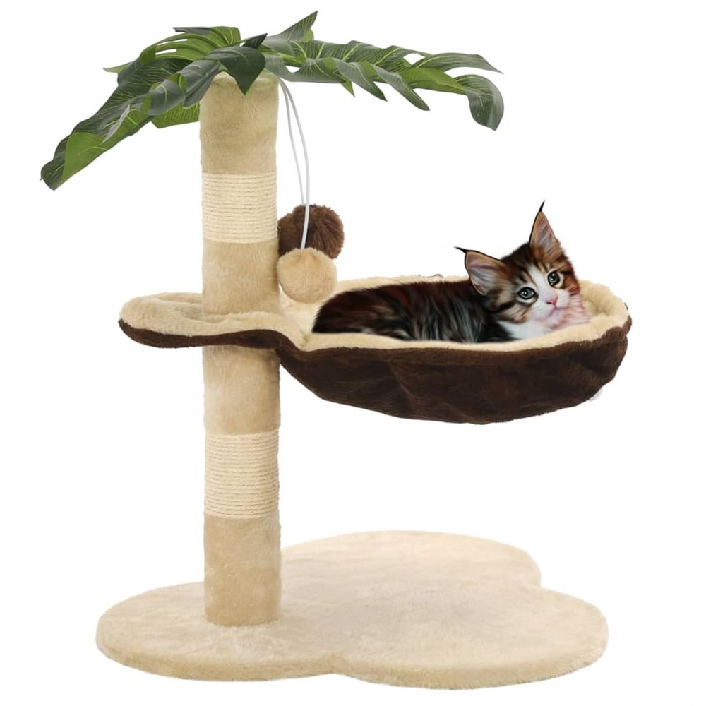 FBHappiness Cat Tree with Sisal Scratching Post, 50 cm, Beige and Brown