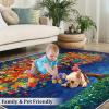 HYGIUID Dream Tree of Life Rug, Impressionist Floral Design, Non-Slip Washable Floor Rug for Living Room, Bedroom, Kitchen, Office, or Children's Room view 4