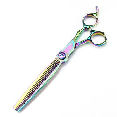Professional 7-Inch Rainbow Damascus Hair Cutting and Thinning Shears