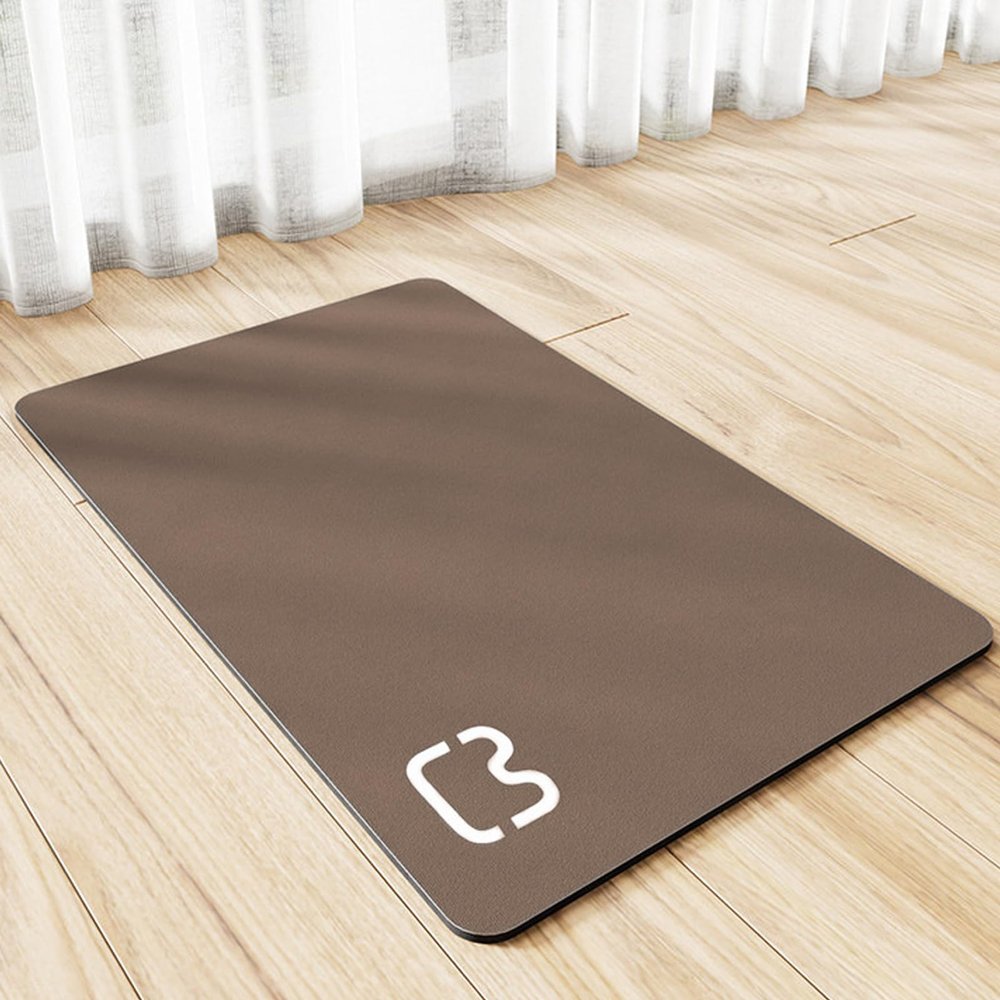 FANSU Dog Bowl Mat, Absorbent Fast-Drying Washable Non-Slip Pet Feeding Mat, Diatomaceous Earth, Brown, 40 x 50 cm