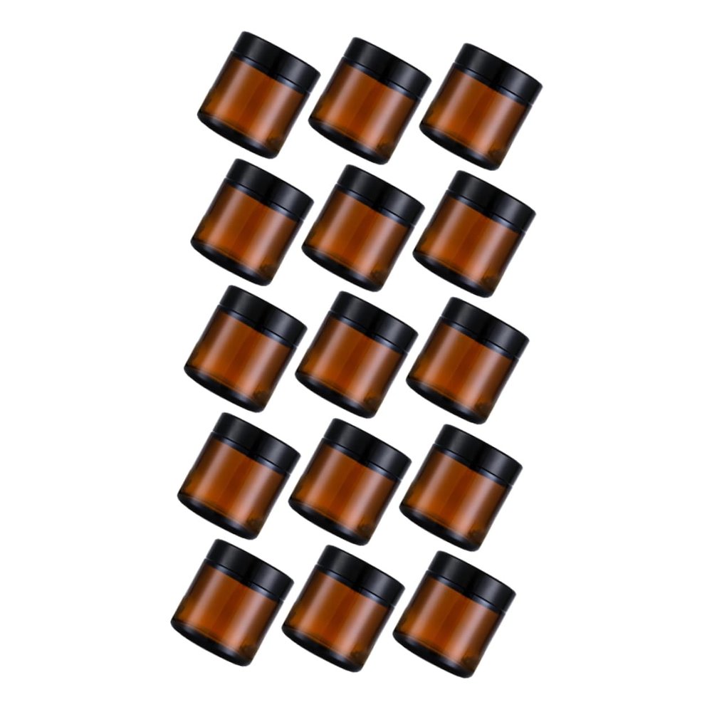 Refillable 15 g Glass Cream Jars, Brown, 15-Pack