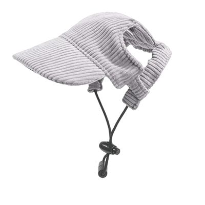 Adjustable Dog Baseball Cap, Summer Sun Protection Hat with Ear Holes (Gray, XL)