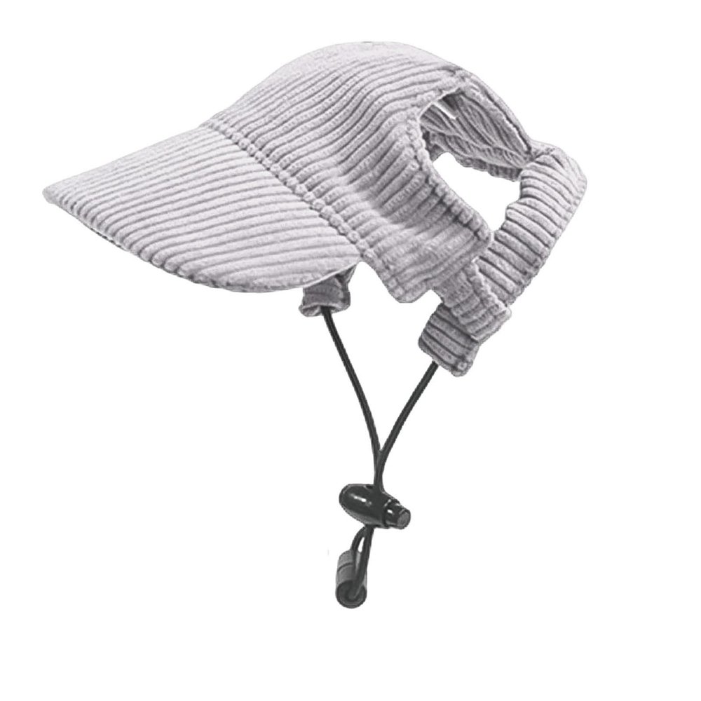 Adjustable Dog Baseball Cap, Summer Sun Protection Hat with Ear Holes (Gray, XL)