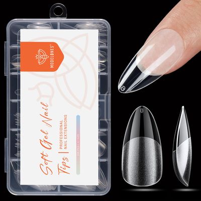 Modelones 216-Piece Full-Cover Almond Nail Tips Set, 12 Sizes